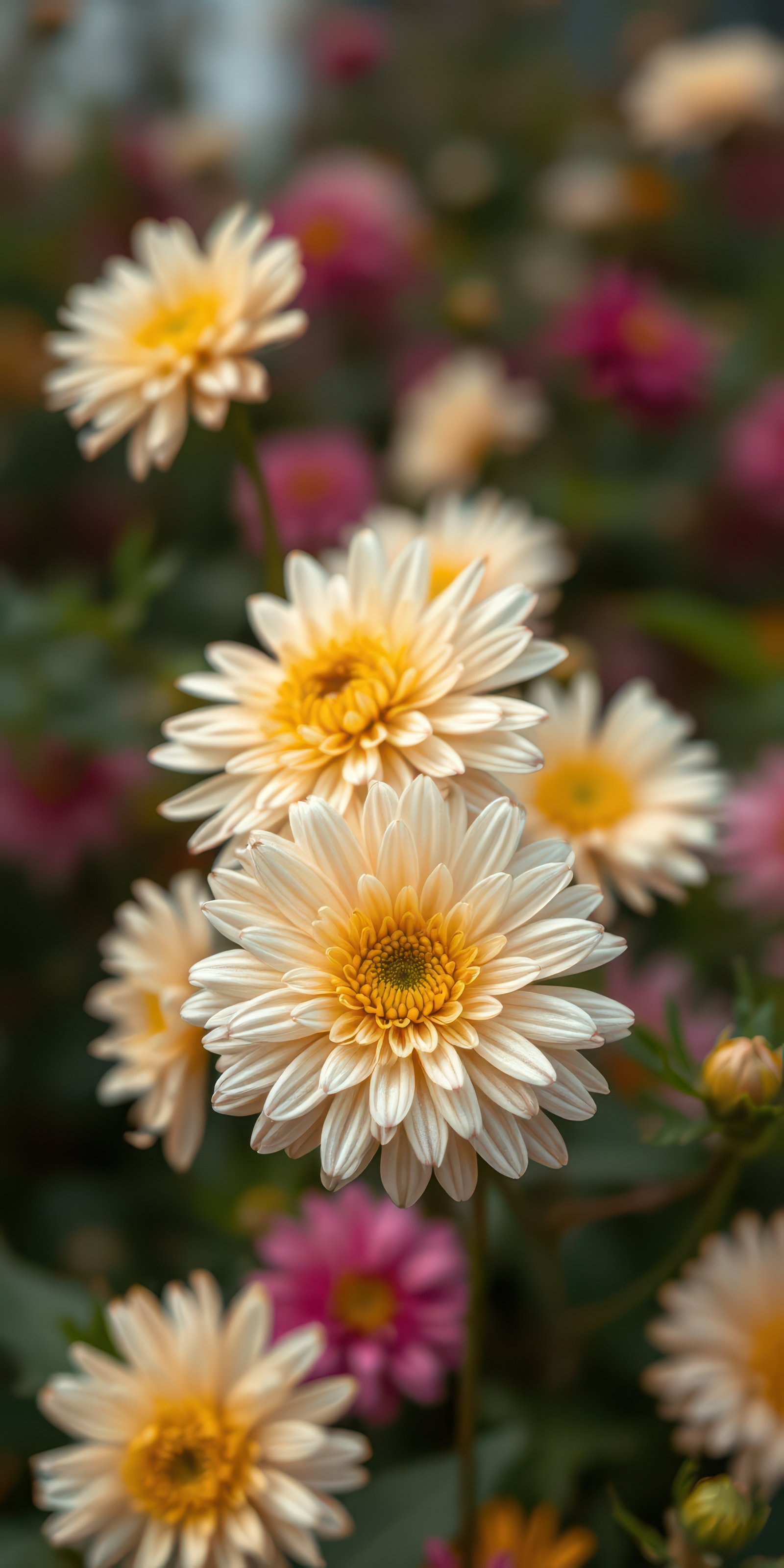Beautiful white and pink flowers bloom in a vibrant garden during late spring
